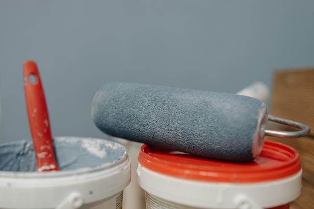 a close-up on painting supplies